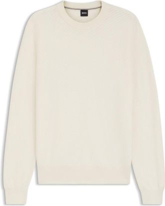 BOSS Regular-fit sweater in diagonal-structured cotton