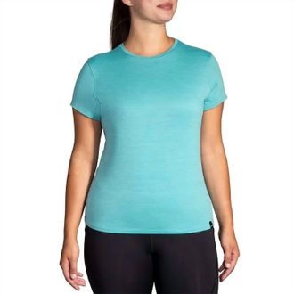 Brooks Luxe Short Sleeve Tee In Heather Aqua