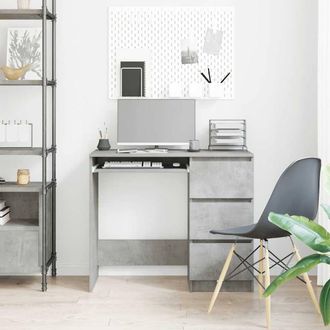 Berkfield Home Elegant Desk Concrete Grey 90x45x76 cm Engineered Wood | Size: 90 x 45 x 76 cm