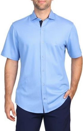 Tailorbyrd Solid Modal Blend Short Sleeve Shirt in Oxford Blue at Nordstrom Rack, Size Xx-Large