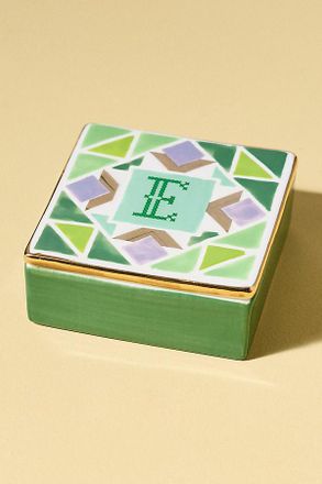 Anthropologie Quilted Monogram Trinket Box