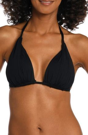 La Blanca Island Goddess Halter Bikini Top in Black at Nordstrom, Size 16