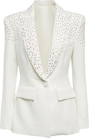 Generic Womens Suit Jacket Slim Fit Single Button Rhinestone Diamonds Beaded Blazer Coat White