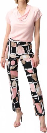 Joseph Ribkoff Silky Knit Abstract Print Straight Pull-On Pants In Black/multi