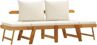 vidaXL Vidaxl - Banco de jardín con cojines 2 en 1 madera maciza de acacia
