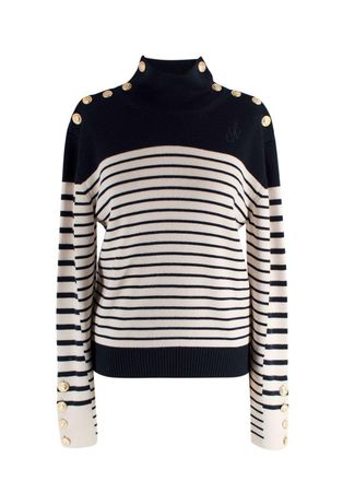 J.W.Anderson Navy Striped Merino Wool Turtleneck Jumper Size XS