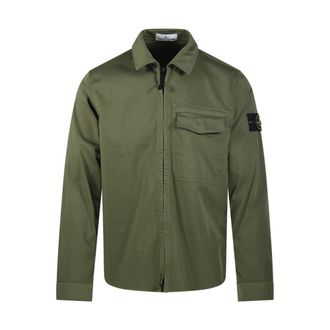 Stone Island Light Jackets, male, Green, XL, Overshirt