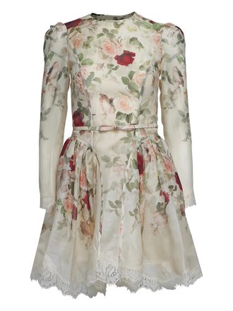 Zimmermann Story floral lace-trimmed mini dress - Neutrals