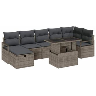 vidaXL Garden Sofa Set with Cushion 8 pcs Grey Poly rattan vidaXL