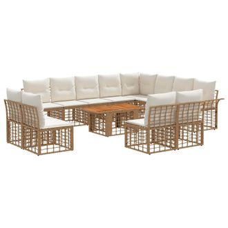 vidaXL Conjunto De Sof&aacute;s De Jard&iacute;n 13 Uds. Natural Y Crema Vidaxl