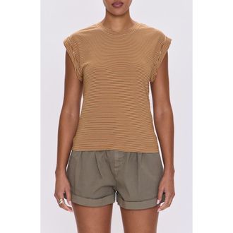 Pistola Denim Olivia Stripe Cap Sleeve Cotton T-Shirt in Dark Rum Stripe at Nordstrom Rack, Size X-Small