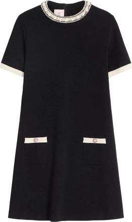 Valentino Garavani Elegante zwarte jurk met kanten details - Dames - Korte kleedjes - Zwart - S - Kleedjes