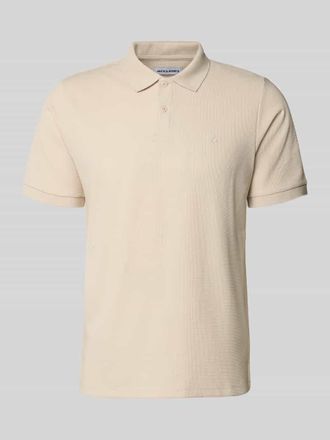 Jack & Jones Jack & Jones Regular Fit Poloshirt mit Strukturmuster Modell AUSTIN in Beige, Gr&ouml;&szlig;e XXL