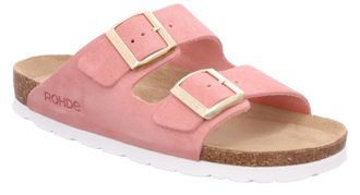 Rohde Pantolette ROHDE ALBA, Damen, Gr. 36, rosa (rose), Veloursleder, Schuhe Pantolette, Sommerschuh, Hausschuh, Zweischnaller, Strandschuh mit Softfussbet