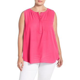 NYDJ Print Pleat Back Sleeveless Top in Exotic Melon at Nordstrom Rack, Size 3X