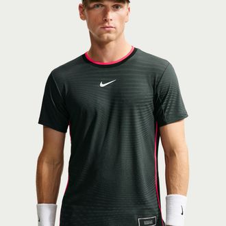 Nike Mens Court Slam Aero-FIT Short-Sleeve Tennis Top in Green | IM5783-317