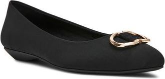 Anne Klein Oswego Pointed Toe Flat in Black Stretch at Nordstrom, Size 7.5