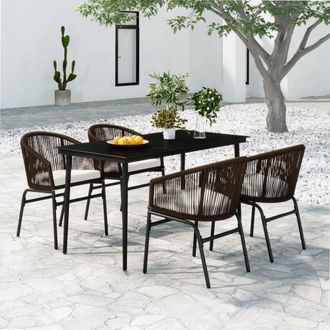 vidaXL Juego De Comedor De Jard&iacute;n 5 Piezas Con Cojines Marr&oacute;n Vidaxl