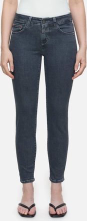 Closed Baker Skinny Slight Distress Mid Rise Jeans In Mid Grey