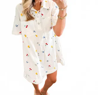 Merci Summer Mix Embroidery Dress In White