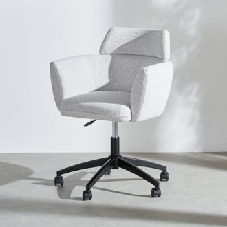 Maisons du monde Silla de escritorio regulable con ruedas de tela gris claro