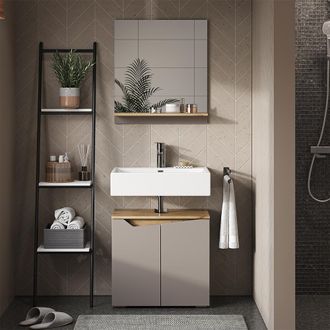 Vicco Armario Con Espejo Para Ba&ntilde;o Marelle, Gris, 60 X 67 Cm Con Estante