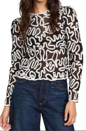 Sea New York Alice Womens Top Embroidery Battenberg Long Sleeve Top In Multicolor