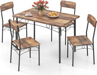 Costway 5-Piece Industrial Kitchen Furniture Dining Table Set for 4-Coffee