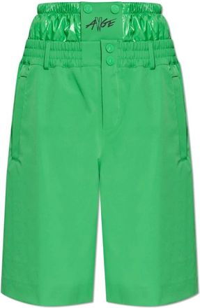 Moncler Logo Print Shorts - Heren - Korte Broeken - Groen - M - Polyester - Korte Broeken