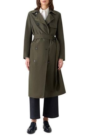 Akris Crinkled Parachute Taffeta Trench Coat in Olive at Nordstrom, Size 12
