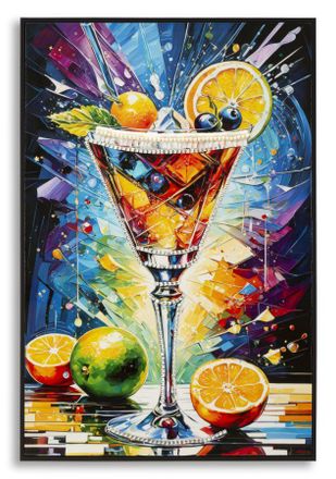 Mauro Ferretti L&aacute;mina Decorada Sobre Tela Lacada Con Marco Cocktail -a- Cm 62x3,5 X92