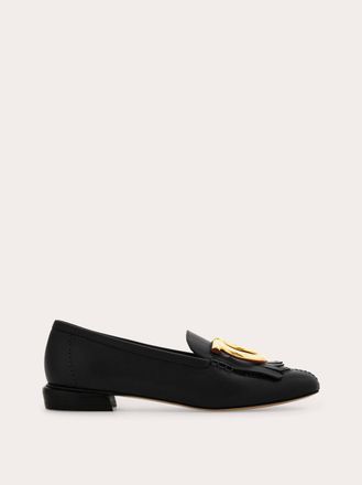 Ferragamo Donna Mocassino con frangia Gancini Nero Taglia 37.5