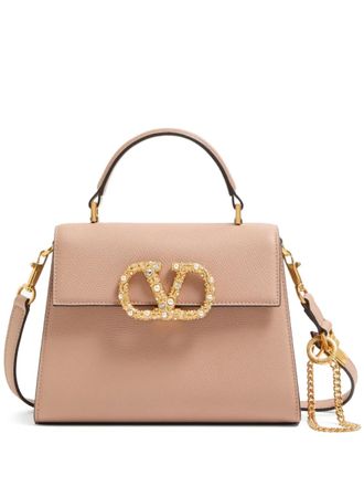 Valentino Garavani small VSling handbag - women - Calf Leather/Swarovski Crystal/Nappa Leather - One Size - Pink