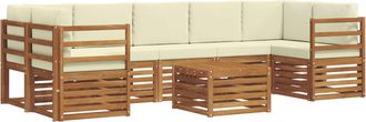 vidaXL Conjunto De Sof&aacute;s De Exterior 8 Uds. Natural Y Crema Vidaxl