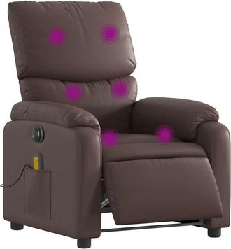 vidaXL Vidaxl - Sillón de masaje reclinable eléctrico cuero sintético marrón
