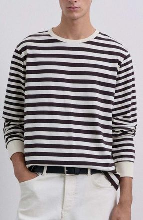 Scalpers Mixedstriped Ls Tee in Darkbrown at Nordstrom, Size Xx-Large Eu