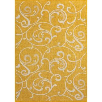 Jonathan Y Designs Maribel Traditional Classic All-Over Scroll Indoor/Outdoor Area Rug in Yellow/cream at Nordstrom, Size 3Ft 0In X 5Ft 0In