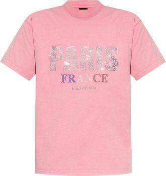 Balenciaga T-shirt met logo studs - Roze