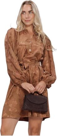 Freebird by Steven DYA Mini Jurk - Dames - Shirt Kleedjes - Bruin - M - Leer - Kleedjes