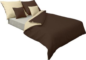 OEM Ropa De Cama Satinada Doble Cara 220x200 + 2x70x80 Beige Claro/marr&oacute;n Matex