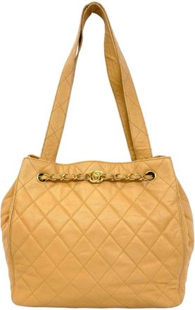 Chanel Beige Grained Calfskin Tote Bag (Pre-Owned)