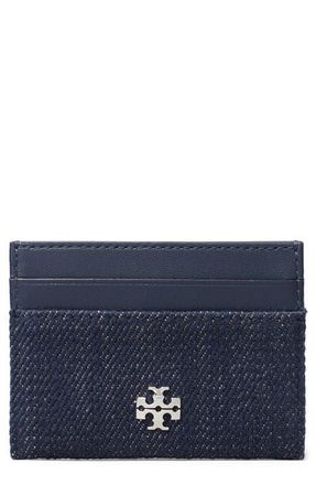 Tory Burch Charlie Denim Card Case in Midnight at Nordstrom