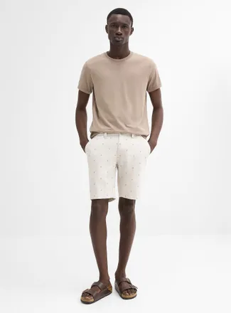Point Zero Mens Mini-pattern cotton and linen Bermuda Shorts
