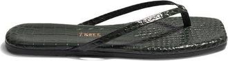 Tkees Lily Square Toe Flip Flop in Emerald Croc at Nordstrom, Size 10