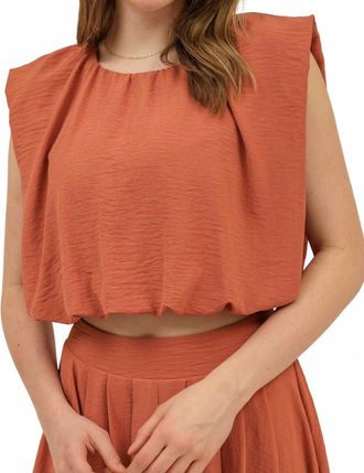 Blu Pepper Dana Sleeveless Balloon Crop Top In Apricot