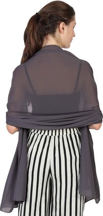 World of Shawls World of Scarfs Chiffon Scarves Shawls Wraps for Wedding Party Special Occasions Big Size 90 x 190 Cms (Lead Grey)