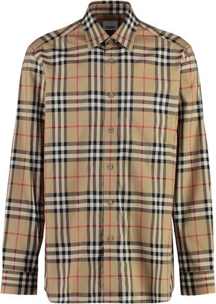 Burberry Overhemd met Ruitprint van Katoen - Heren - Casual Overhemden - Beige - M - Katoen - Overhemden