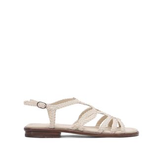 Pons Quintana Schoenen, Dames, Beige, 37 EU, Leer, Tina Flat Sandal