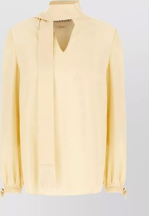 Valentino Garavani silk blouse fringe tie long sleeves