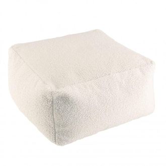 Macabane Puf cuadrado de tela bouclette blanca de 53x53 cm